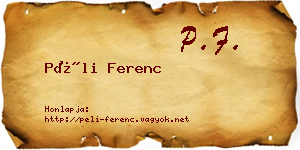Péli Ferenc névjegykártya